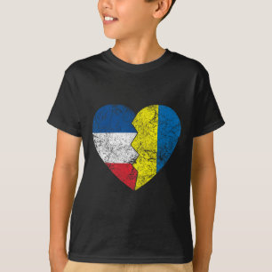 Camiseta Bandeiras ucranianas francesas Coração França Ucrâ