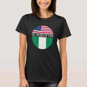 Camiseta Bandeiras Vintage dos EUA e da Nigéria Sim, sou a