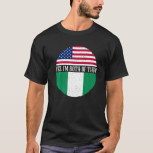 Camiseta Bandeiras Vintage dos EUA e da Nigéria  Sim, sou a