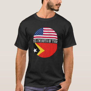 Camiseta Bandeiras Vintage dos EUA e Timor-Leste Sim, Eu So