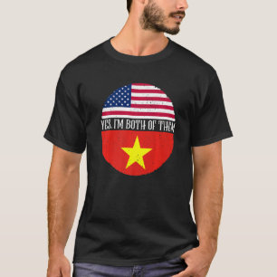 Camiseta Bandeiras Vintage USA e Vietnã Sim, Eu Sou Ambos D
