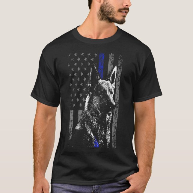 Camiseta Bandeja Azul Linha Sinalizador K9 German shepherd  (Frente)