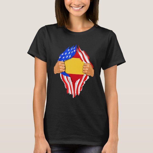 Camiseta Bandeja de Espanha Dentro de Sangue Espanhol (Frente)