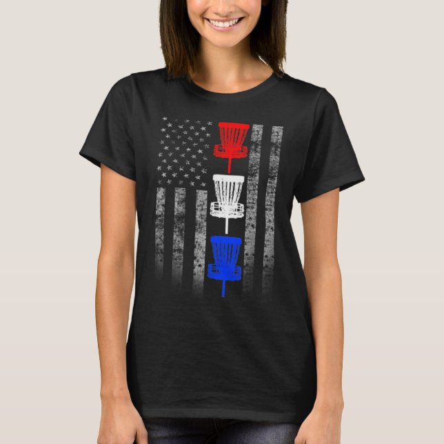 Camiseta Bandeja de Golfe de Disco Azul e Branco com Dois L (Frente)