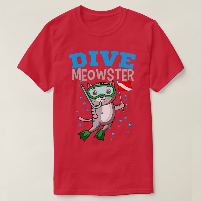 Camiseta Bandeja de mergulho por baixo do Cat Diver Meowste (Frente do Design)