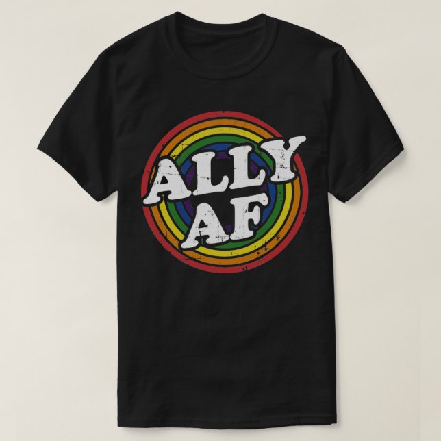 Camiseta Bandeja do arco-íris Ally AF para Suporte ao mês d (Frente do Design)