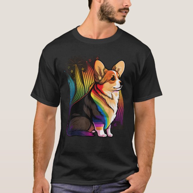 Camiseta Bandeja do arco-íris Orgulho gay LGBT no Cachorro  (Frente)