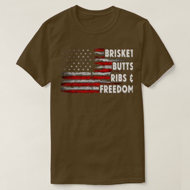 Camiseta Bandeja dos Bumbuns Brisket e bandeira americana d (Frente do Design)