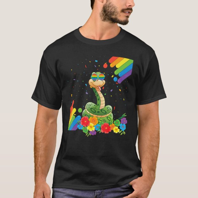 Camiseta Bandeja Orgulhosa Lgbt Gay Cobra Orgulho Arco-Íris (Frente)