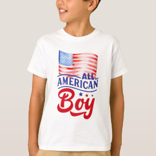 Camiseta Bandeja vermelha branca e azul All American Boy T-