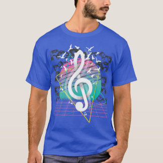 Camiseta Bando Musical De Pássaros Com Limpo Treble Dos Ano