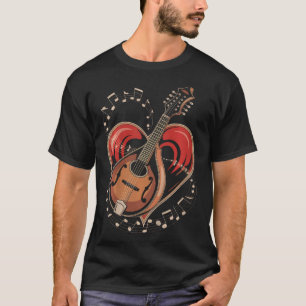 Camiseta Bandolim Heart Tocador de Bandolim Violão Bluegras