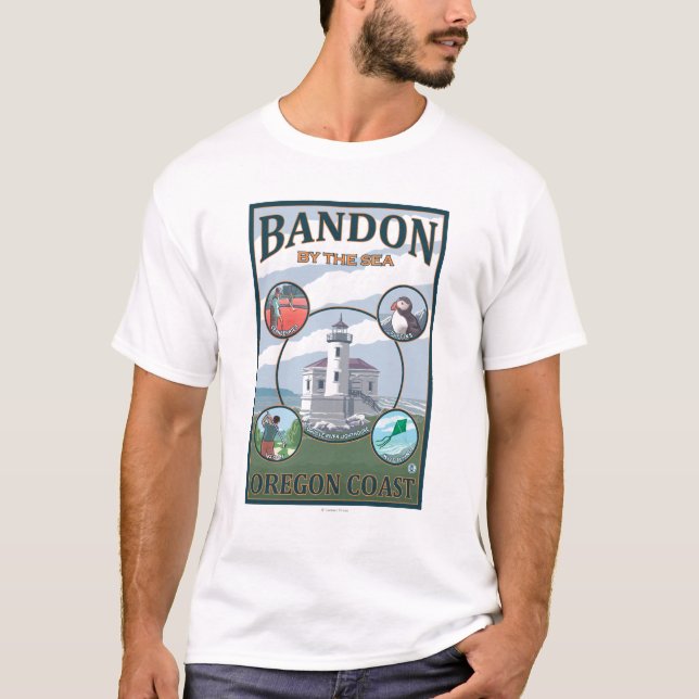 Camiseta Bandon, poster de viagens de OregonScenic (Frente)