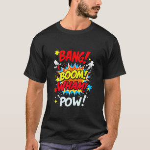 Camiseta BANG! BOOM! WHAM! POW! Desenho de quadrinhos