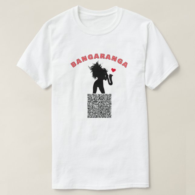 Camiseta Bangaranga Código QR Jazz Misic Saxofone (Frente do Design)