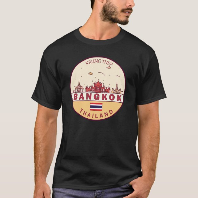 Camiseta Bangkok Tailândia Cidade do Skyline Emblem (Frente)