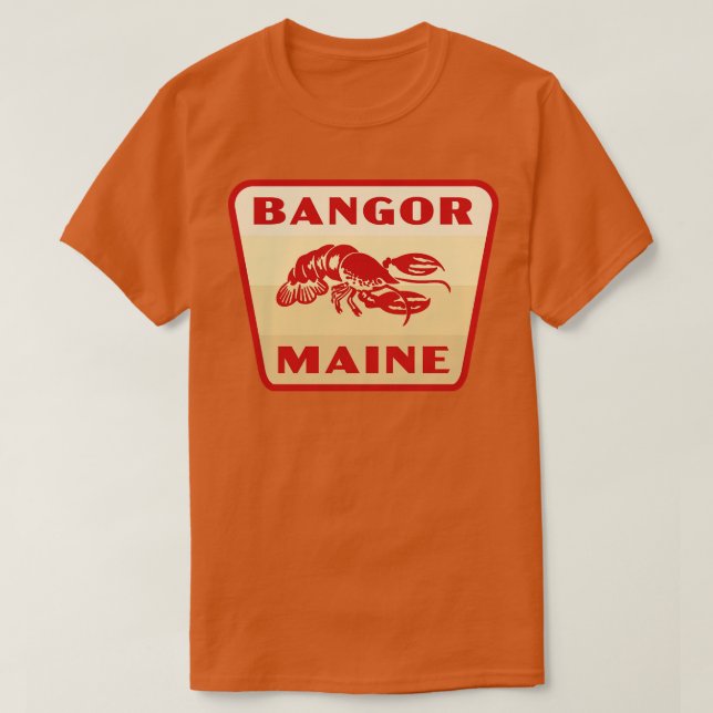 Camiseta Bangor Maine Retro Crachá Tan (Frente do Design)