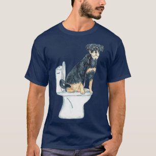 Camiseta Banheiro rottweiler para cães Pintura 1