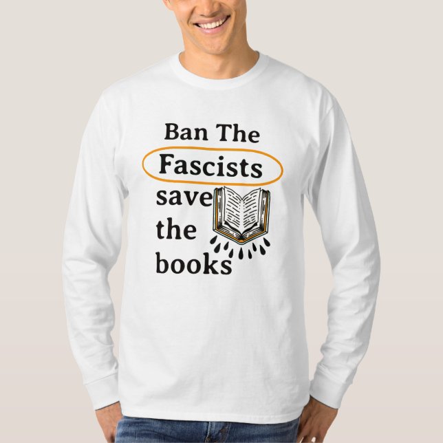 Camiseta Banir os fascistas salvam os livros (Frente)