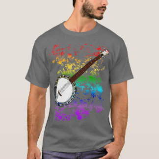 Camiseta Banjo Banjoist - Colores do arco-íris Músico folia