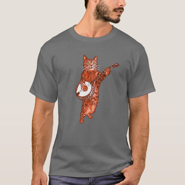 Camiseta Banjo Cat! Engraçado Bluegrass Country Music Vint (Frente)