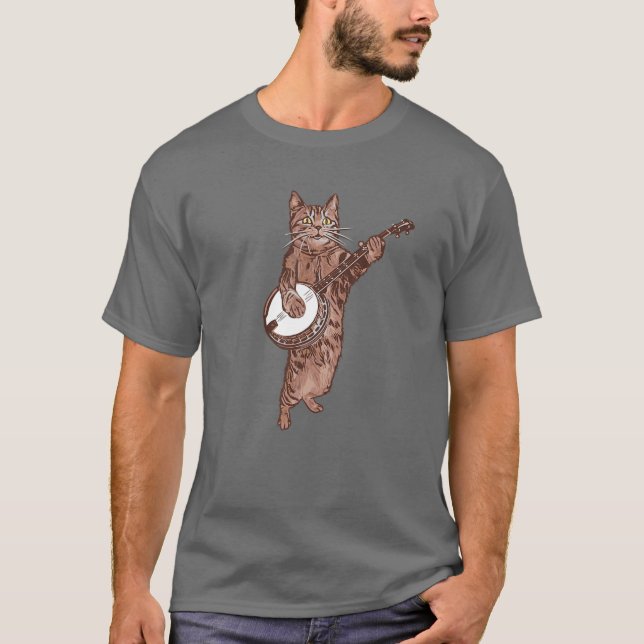 Camiseta Banjo Cat! Engraçado Bluegrass Country Music Vint (Frente)