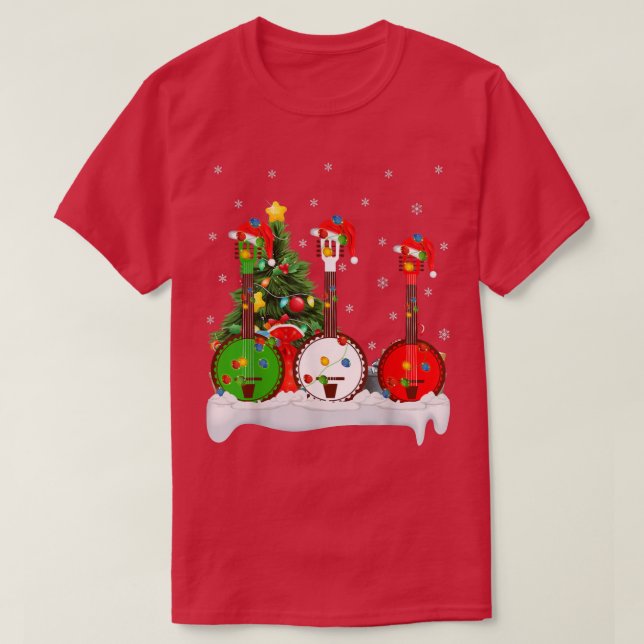 Camiseta Banjo Music Lover Santas Amigo Banjo Chr (Frente do Design)
