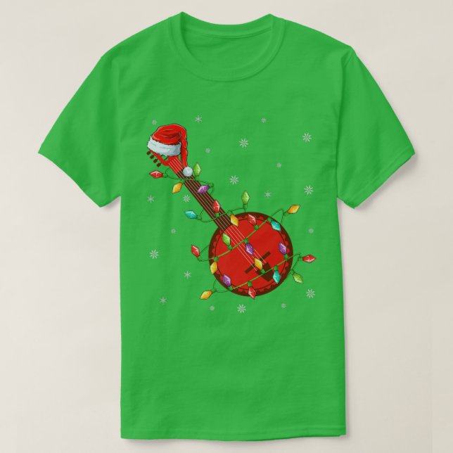 Camiseta Banjo Music Lover Xmas Papais noeis Banjo Christma (Frente do Design)