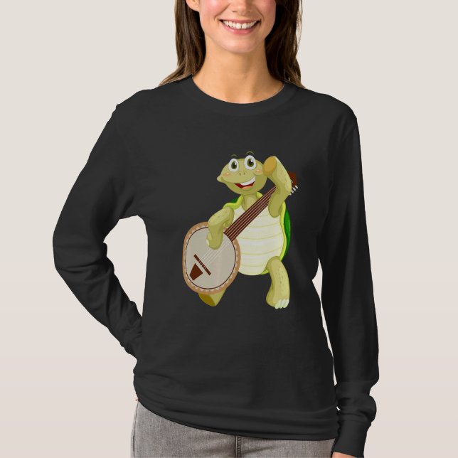 Camiseta Banjo Turtle Turtle Jogando Banjo (Frente)