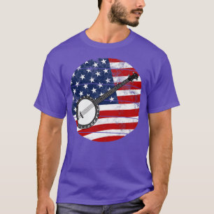 Camiseta Banjo USA Flag Banjoist Folk Musico 4 de julho