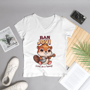 Camiseta Banjovi Cute Beaver Jogando Banjo