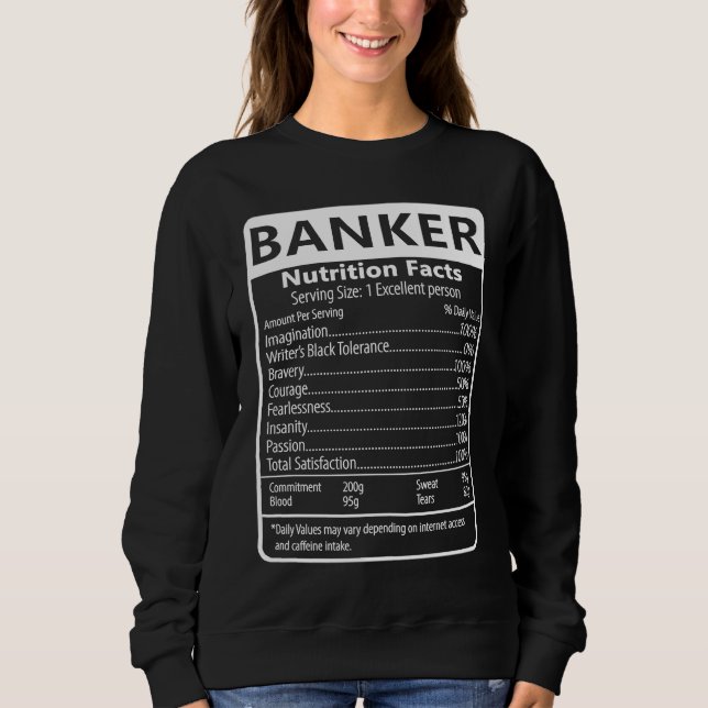Camiseta Banker Nutrition Facts Sarcastic Graphic Humor (Frente)