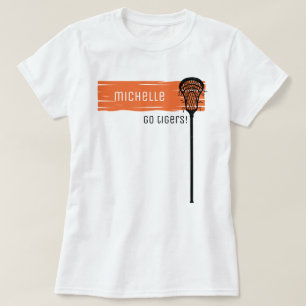 Camiseta Banner laranja com o bastão Lacrosse