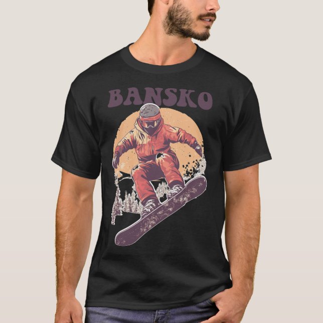Camiseta Bansko Bulgária Retro Snowboard (Frente)