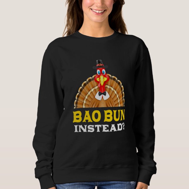 Camiseta Bao Bun Em Vez De Ação De Graças Bun Negra (Frente)