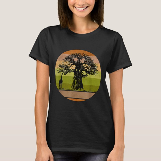Camiseta Baobab Tree Giraffe African Giraffe (Frente)