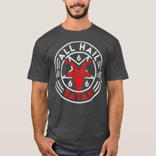 Camiseta Baphomet All Hail Satã Devil Goat Bafomet
