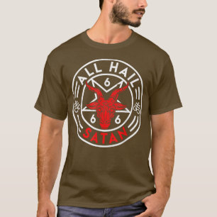 Camiseta Baphomet All Hail Satã Devil Goat Bafomet