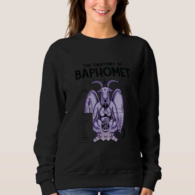 Camiseta Baphomet Anatomy Satanic Satan Goat Devil Goth Gra (Frente)