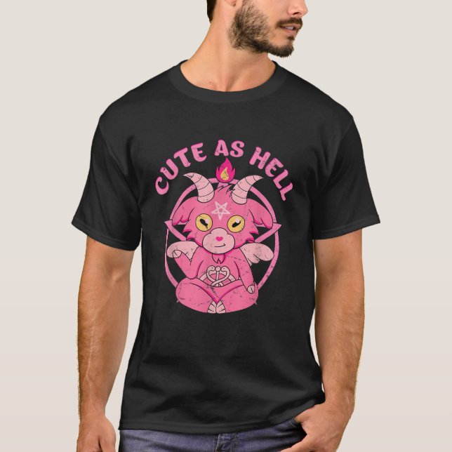 Camiseta Baphomet Cute As Hell Esoteric Cute Satanic Goat O (Frente)