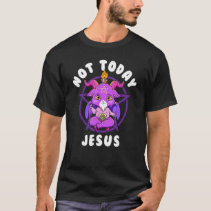 Camiseta Baphomet Não Hoje Jesus Esotérico Fofo Satanico Go