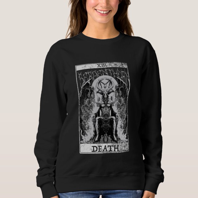 Camiseta Baphomet Occult Satã Cabeça Cabeça Tarot Card Deat (Frente)