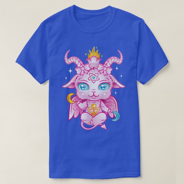 Camiseta Baphomet Pink Pastel Gótico Kawaii Demon (Frente do Design)