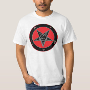 Camiseta Baphomet (preto, vermelho, e cinza)