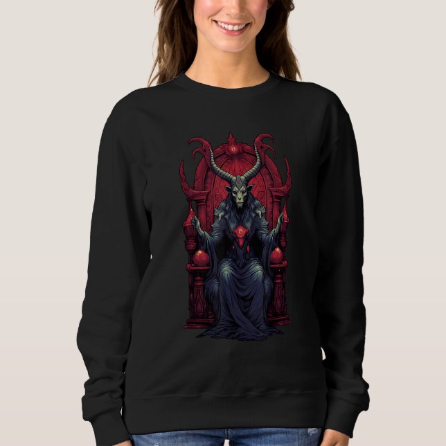 Camiseta Baphomet Throne Goat Head Satanic Witchcraft Occul (Frente)