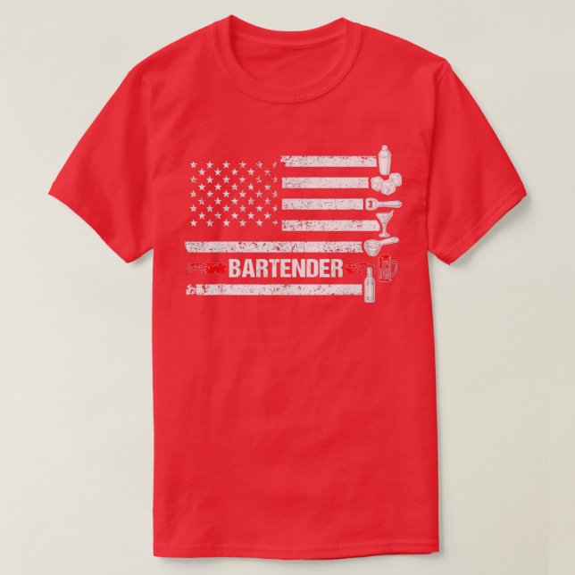 Camiseta Bar Bartening - Bandeira Americana 2 (Frente do Design)