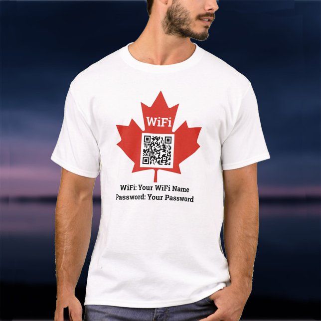 Camiseta Bar canadense Wifi Plus QR Code Plus Address em um (Criador carregado)
