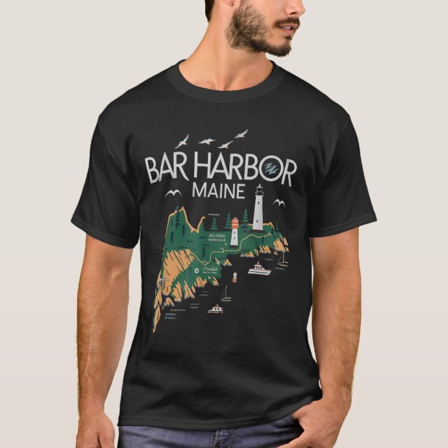 Camiseta Bar de Aiquilos de Praia Harbor Maine (Frente)