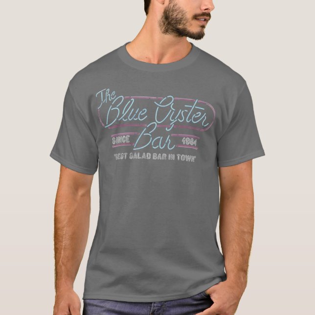 Camiseta Bar de Ostra Azul Engraçado (Frente)