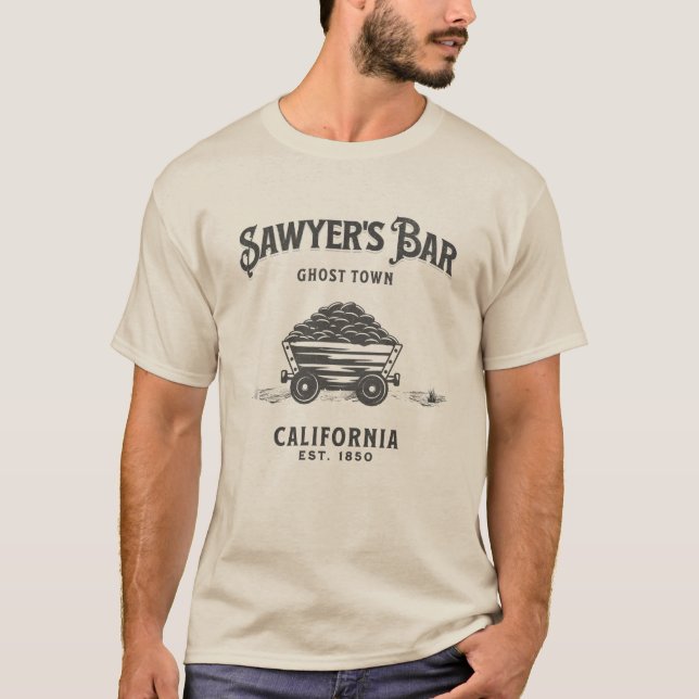 Camiseta Bar de Sawyer na mina da Cidade Fantasma da Califó (Frente)
